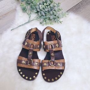 Michael Kors Brown Leather Gladiator Sandals